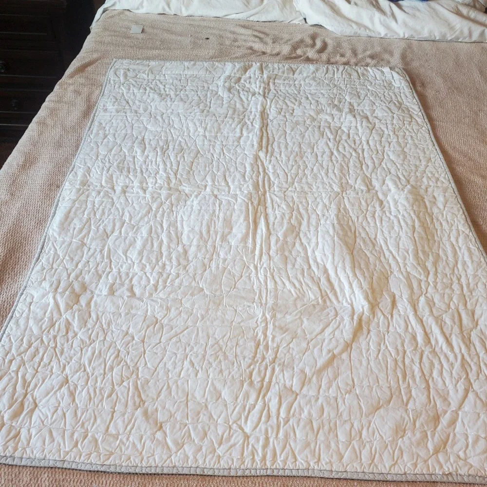 Potterybarn Kids Navy Blue White Geometric Baby Crib Quilt Blanket vintage